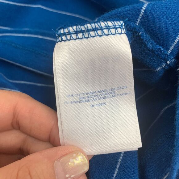 Lands End Shaped Fit Tee XL Extra Large Long Sleeve Stripe Turtleneck Shirt - Picture 7 of 11